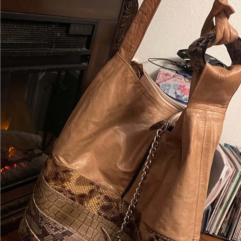 Sandra Valencia Genuine Leather Patchwork Shoulder Bag